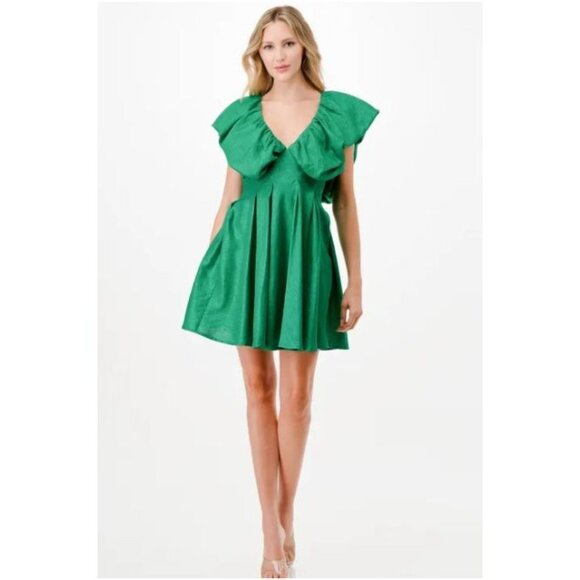 The Clothing Company Womens Ruffle Detail Short Dress Green Size Large - Picture 2 of 8